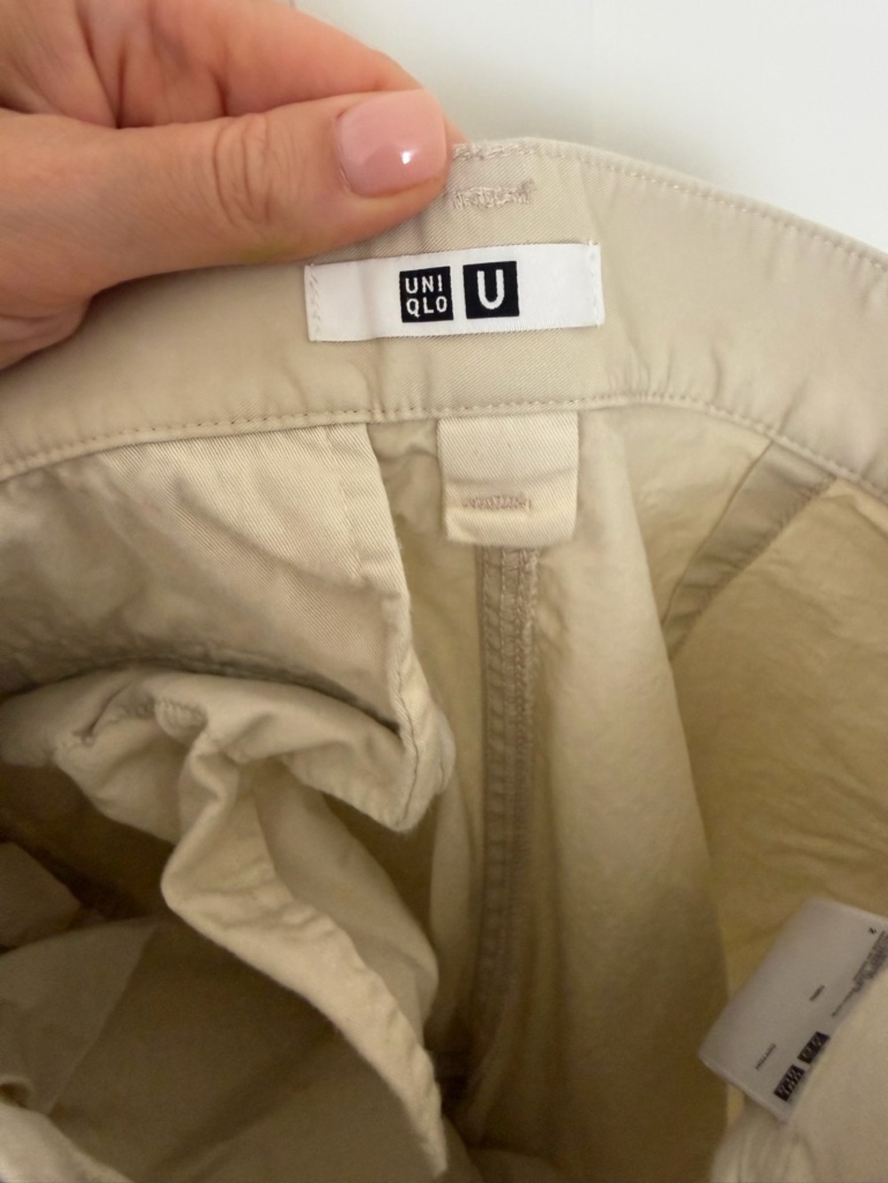Uniqlo High Rise Tapered Wide leg Pleated Pants Beige Tan Cotton Size 2 - Picture 6 of 10